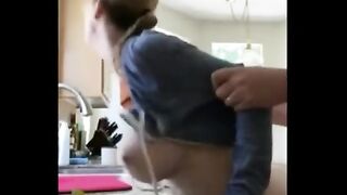 big natural tits blonde mom fucked at kitchen