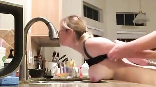 big natural tits blonde mom fucked at kitchen