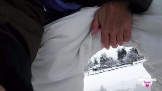 nippleringlover pissing outdoor in snow flashing huge pierced nipples and pierced pussy with stretched pussy lips