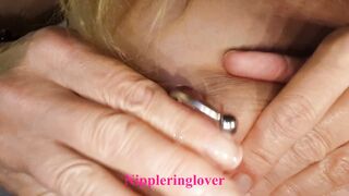 nippleringlover - horny milf pumping pierced nipple for milk, extremely stretched nipple piercings