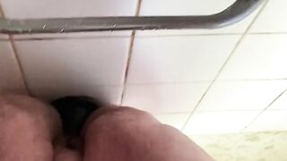 BBWNaughty riding a dildo in a bathroom
