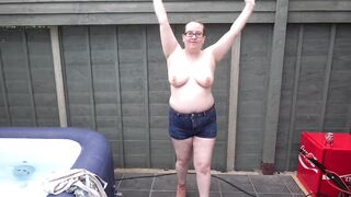 Wife Posing in Denim Shorts