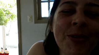 Housewife talking dirty, calling her husband a cuckold. She jerks him off and makes him cum!