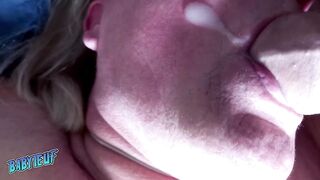 Full of cum in her mouth which she swallows