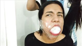 Sexy Girl Gagged With 10 Socks By Hot Latina MILF