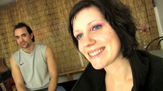 Shy french amateur couple is doing her first casting video