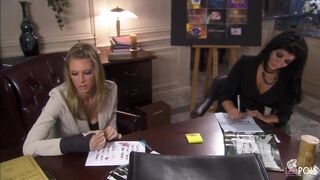 Eating out her super seductive blonde colleagues pussy just so she feels better