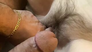 Sexy blonde milf with hairy pussy and big tits gets fucked
