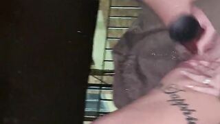 Huge pussy squirting down outdoor steps