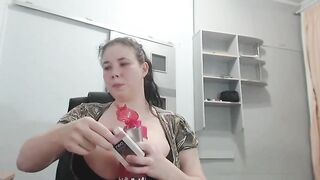 Big boobs babe loves her dildo