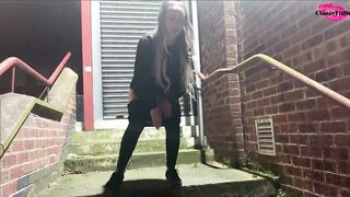 Pissing on a public staircase