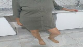 Horny Turkish woman show legs in thin nylon pantyhose