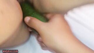 fucking mature wife pussy with a cucumber