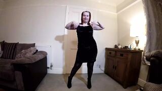 little black dress and pantyhose dancing