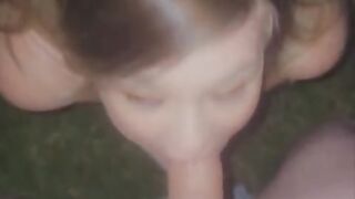 Cock sucking slut outside