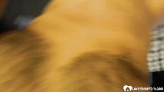 Horny blonde milks her man's dick dry