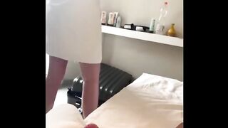 Step mom shares hotel room don't cum in me  son impregnated