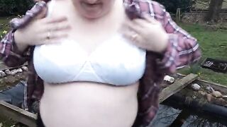 Haley flashing breasts