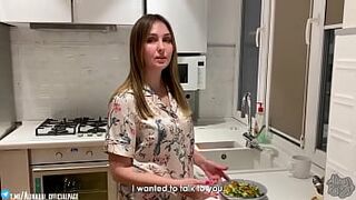 Big tits stepmom cheats on her husband in kitchen