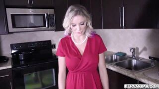 Blonde shoplifter MILF Kenzie Taylor got caught and blackmailed by stepson and performs a handsfree blowjob while wearing handcuffs.