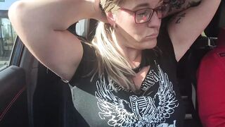 Pinky Pussy gets her Tits out for the Lads! Whilst Driving