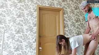 Early morning mom got excited to enjoy with son
