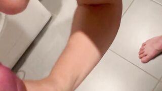 Blowjob and fuck in the bathroom with cum on face