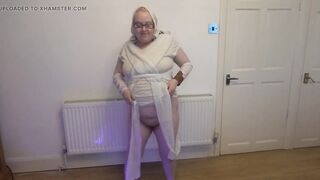 Rey Star Wars Cosplay with light sabre