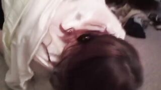 Wife in wedding dress takes black cock