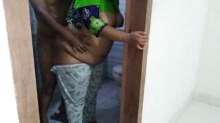 Saudi Arabia MILF Stepmom washing clothes in bathroom when stepson come and huge fuck her ass then cum out - family sex
