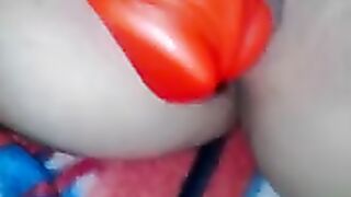 Tight pussy with huge dildo rub clits