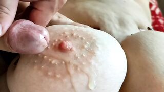 Stepmom gets her breasts sprayed with cum.2