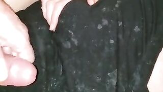 Cumming on her Cumstained Blouse while she Wears it