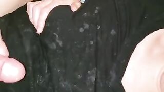 Cumming on her Cumstained Blouse while she Wears it