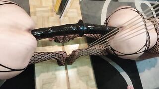 Horny MILF’s BBC Dildo Masturbation in the mirror