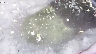 stocking heel piss outdoor wife