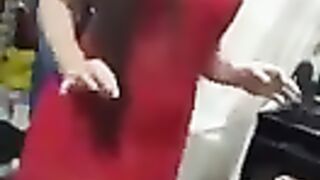 Arab wife from egypt dance in home with red lingerie