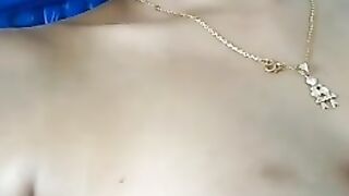 Indian wife playing with her boob
