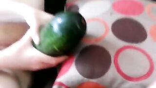 fucking herself with massive vegetable