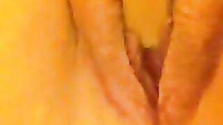 Horny Milf fucks brush