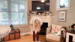 66 YEAR OLD MILF TRY ON WHITE LEGGINGS AND RED LEATHER PANTS