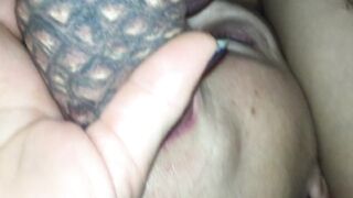 cock with cum on tip into wifes mouth