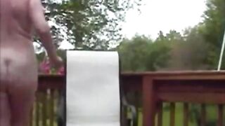 Wife records herself on the deck