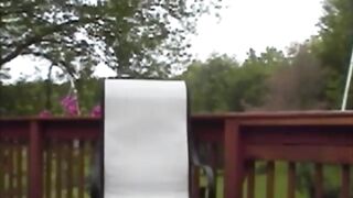 Wife records herself on the deck