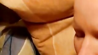 Small cock shoot load on the face