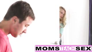 Step mom and son make teen squirt in hot threesome