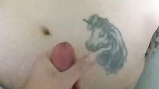 7months pregnant wife takes cumshot on belly