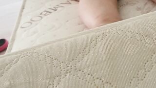 Step mom on new mattress in mini skirt without panties