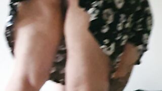 Step mom wear white thongs under mini skirt in front of step mom