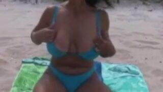 Busty Mature StepMom with Amazing Natural Boobs Naked at Beach